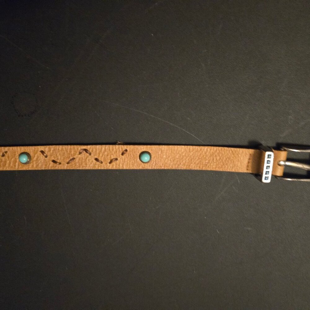 Leather belt with turquoise.